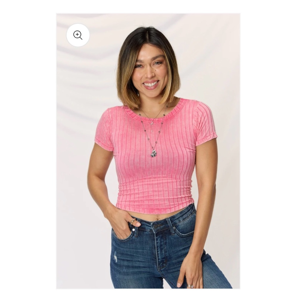 ❤️Zenana Outfitters Blue Ribbed Crop T-Shirt ❤️